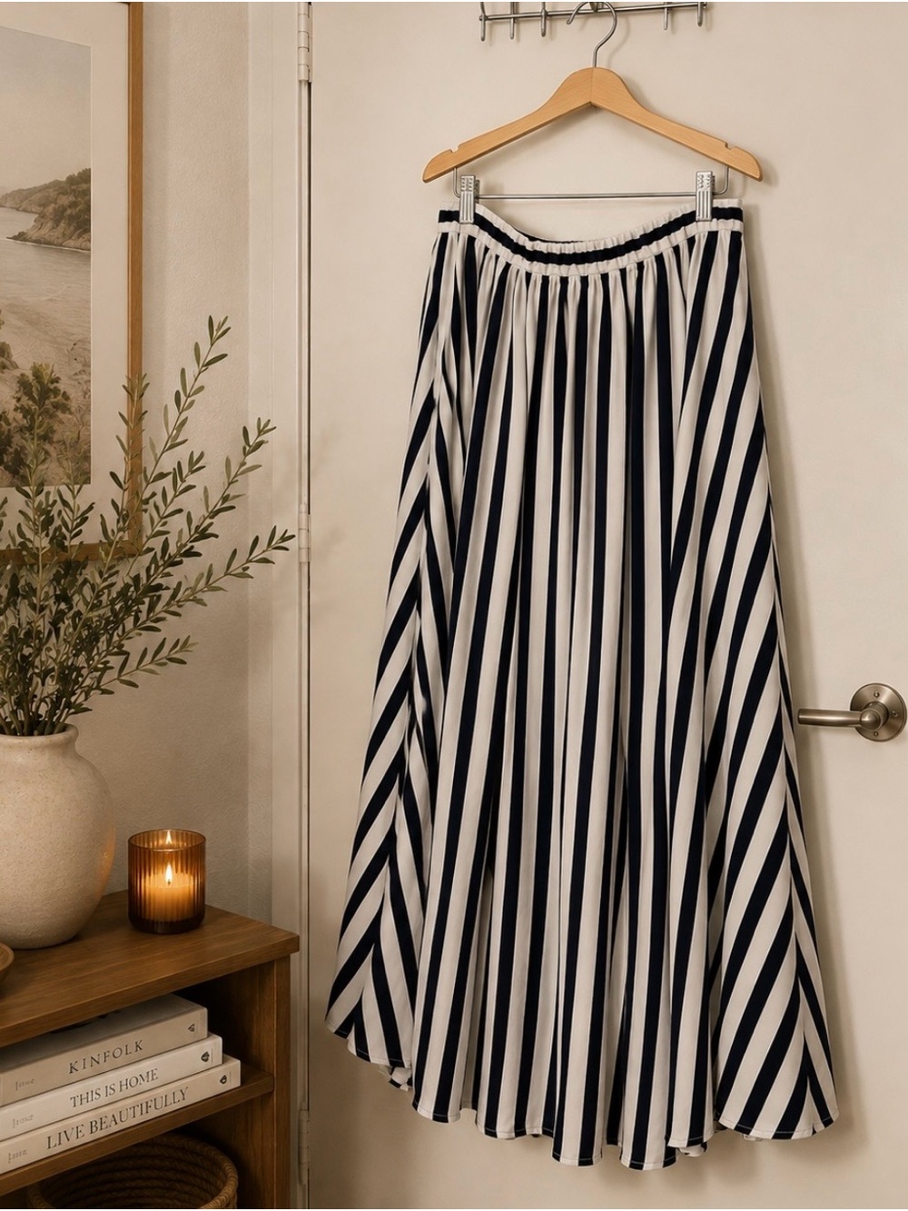 Lane Bryant Black and White Striped Maxi Skirt
